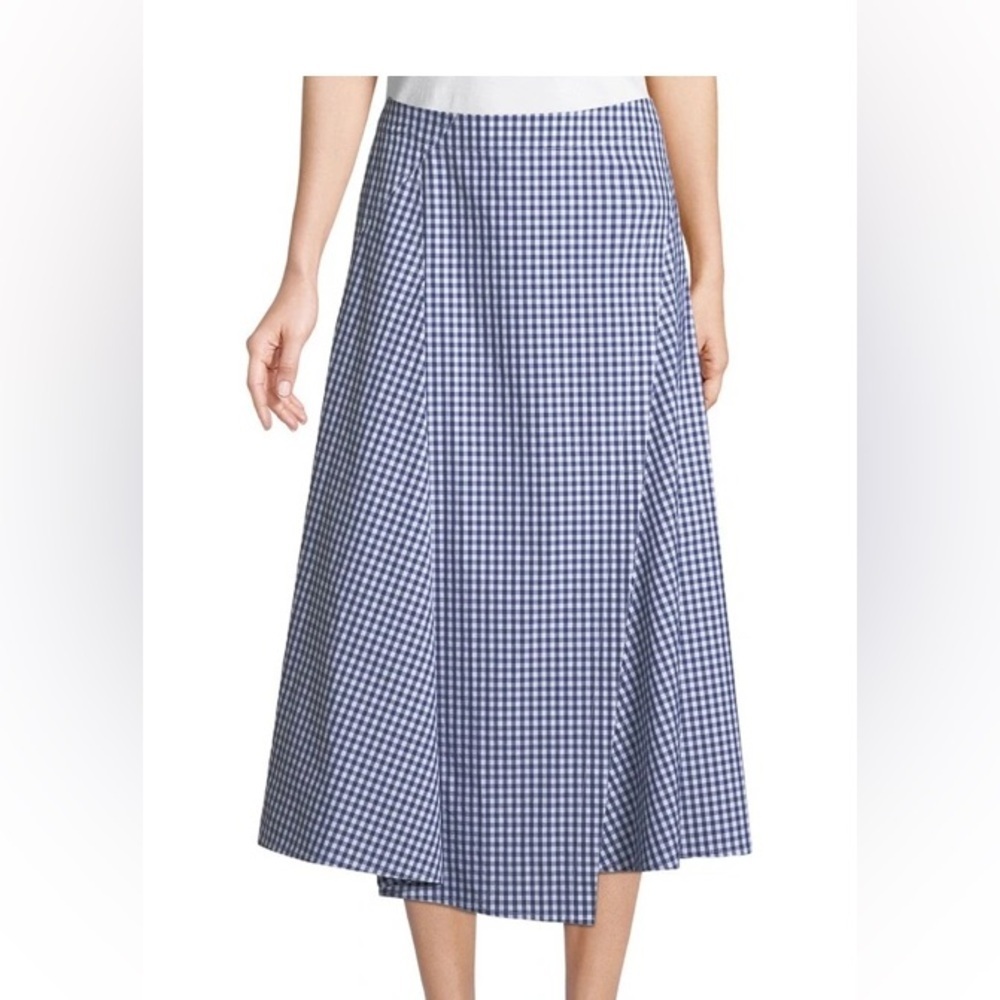 Theory Hartman Costal Blue and White Gingham Feminine Flounce Skirt  Size 8